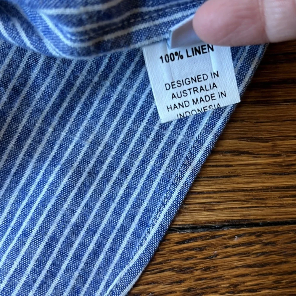 Shakuhachi Stripe Chambray Kaftan Top - Picture 13 of 14